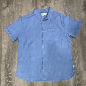 Wellen Shirt Men Large Blue Button Up Camp Organic Cotton Pocket Huckberry